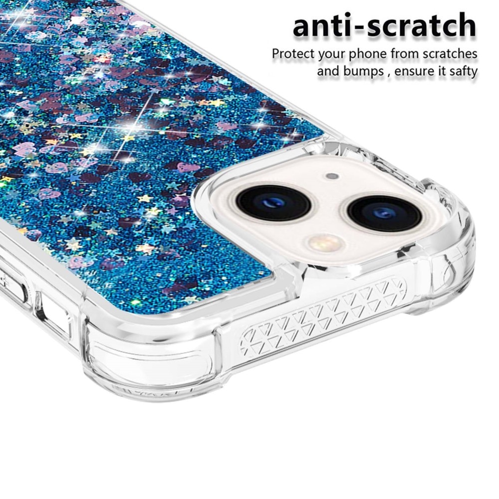 Glitter Powder TPU Deksel iPhone 15 blå