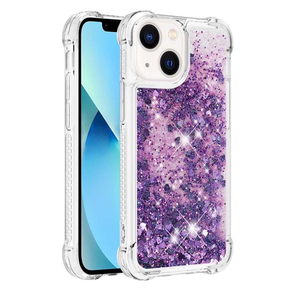 Glitter Powder TPU Deksel iPhone 15 lilla