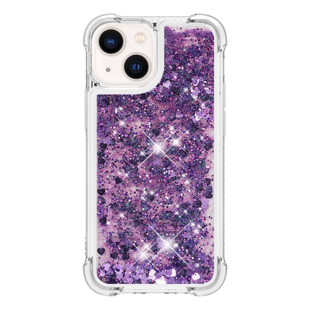 Glitter Powder TPU Deksel iPhone 15 lilla