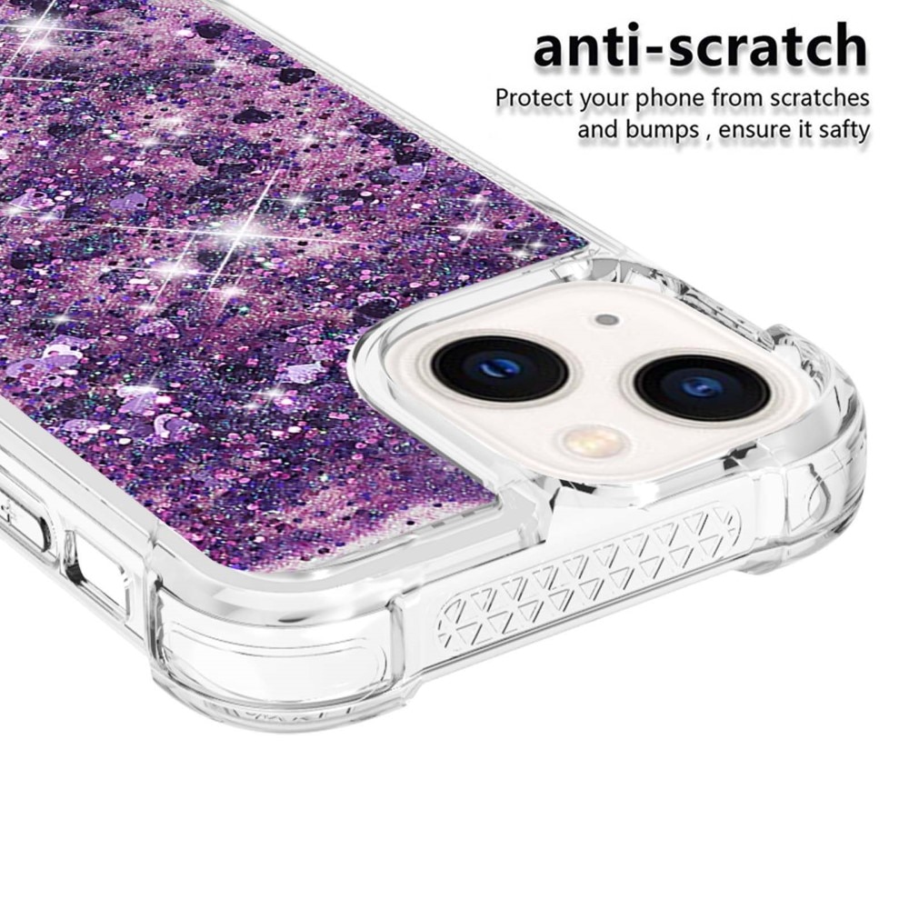 Glitter Powder TPU Deksel iPhone 15 lilla