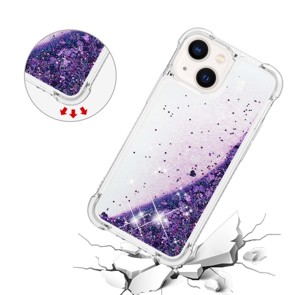 Glitter Powder TPU Deksel iPhone 15 lilla