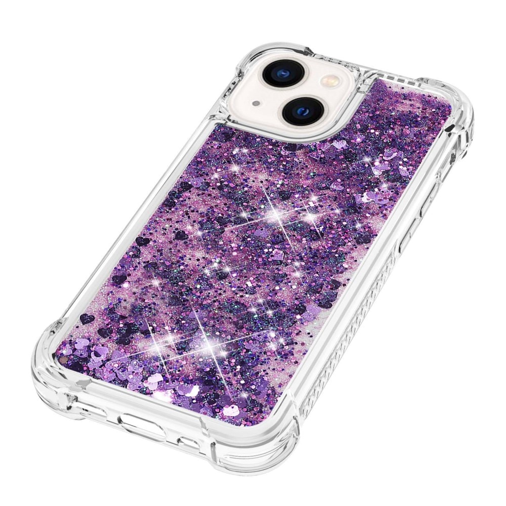 Glitter Powder TPU Deksel iPhone 15 lilla