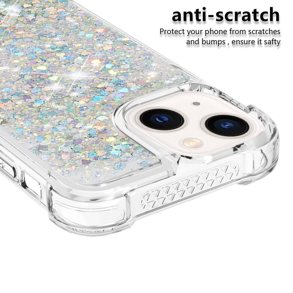 Glitter Powder TPU Deksel iPhone 15 sølv