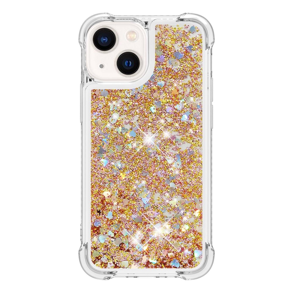 Glitter Powder TPU Deksel iPhone 15 gull