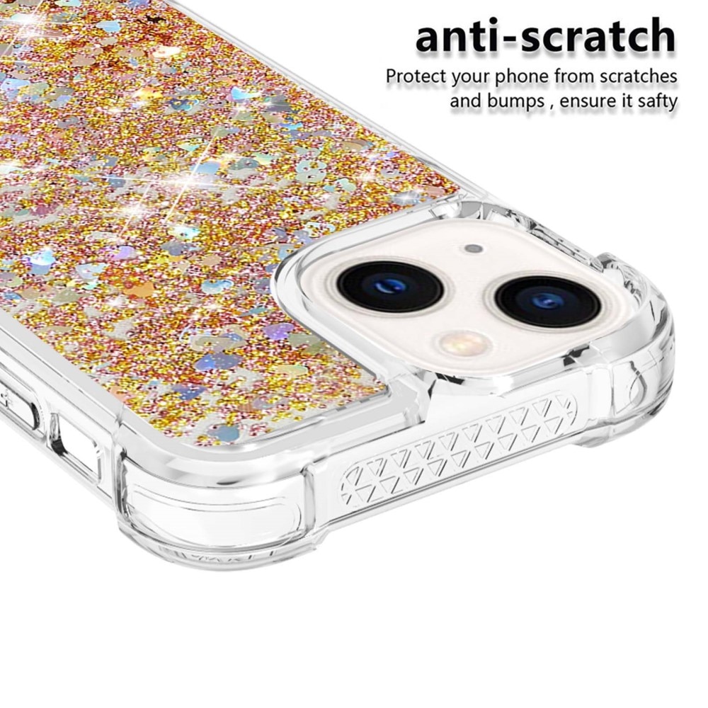 Glitter Powder TPU Deksel iPhone 15 gull