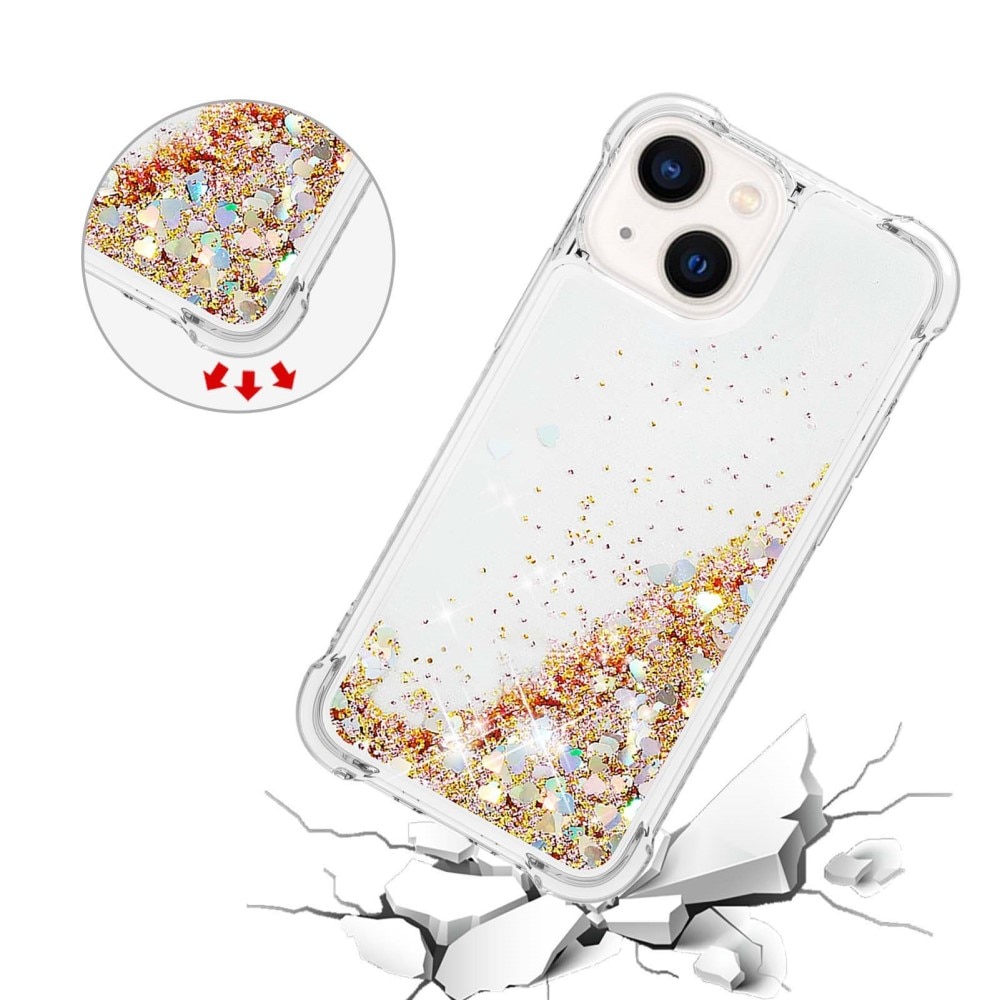 Glitter Powder TPU Deksel iPhone 15 gull