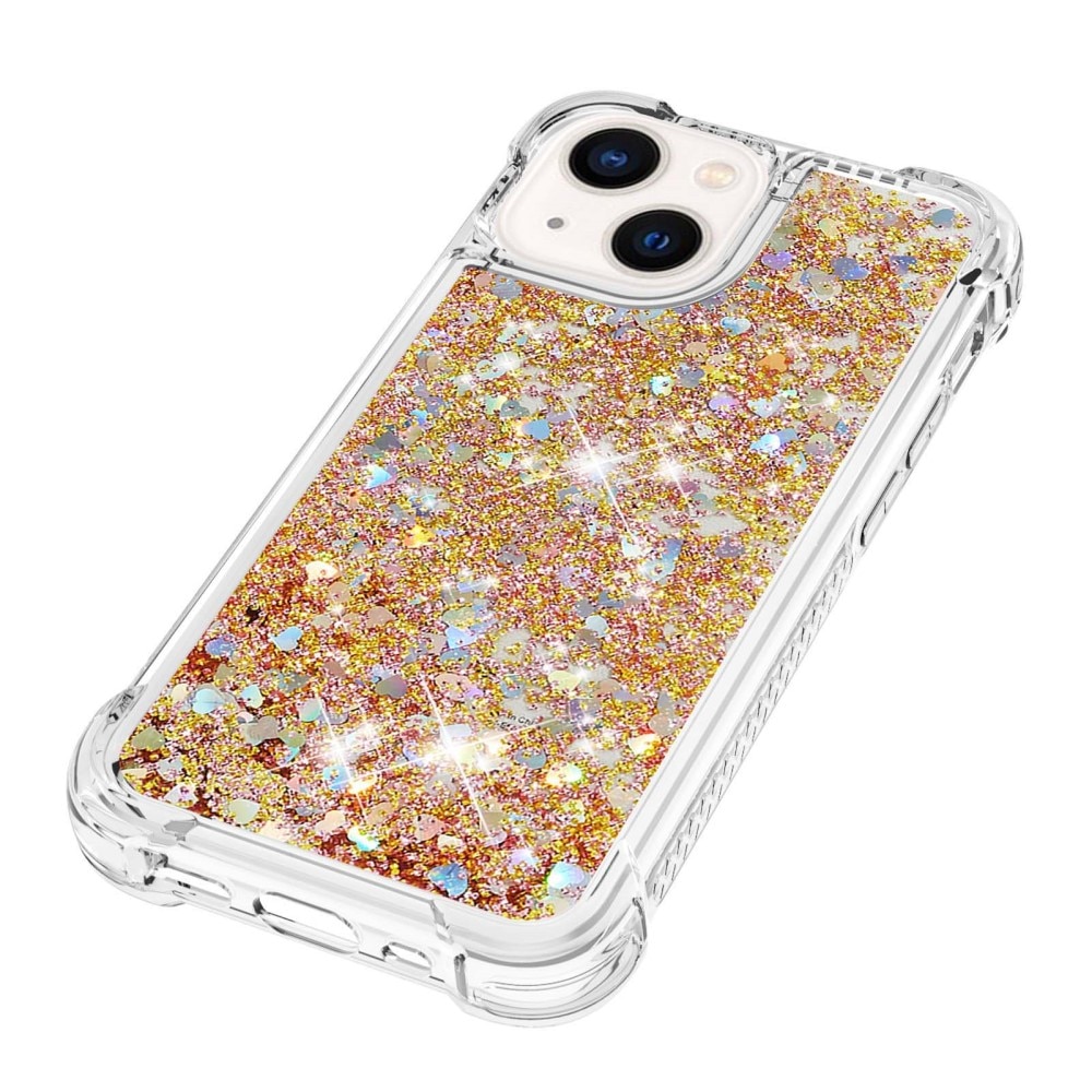 Glitter Powder TPU Deksel iPhone 15 gull