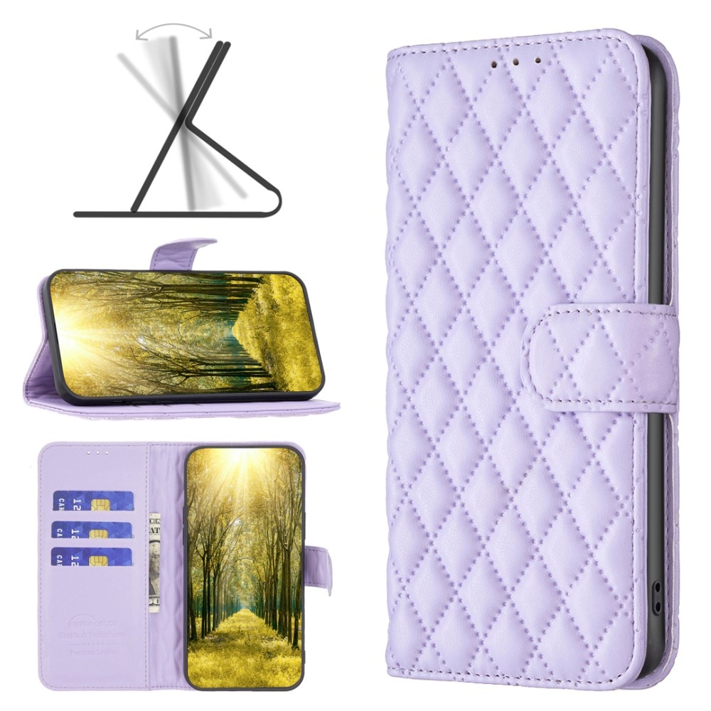 Lommebokdeksel iPhone 15 Quilted lilla