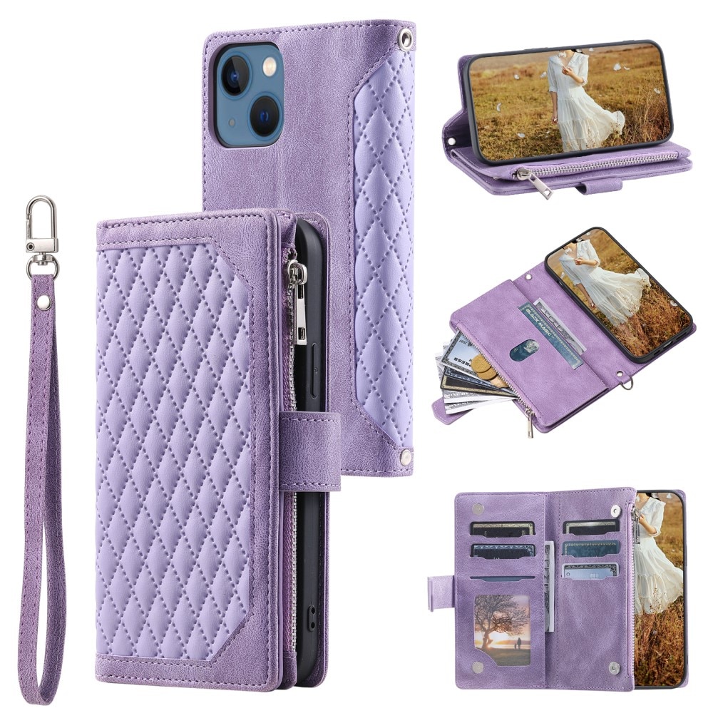 Lommebokveske iPhone 15 Quilted Lilla