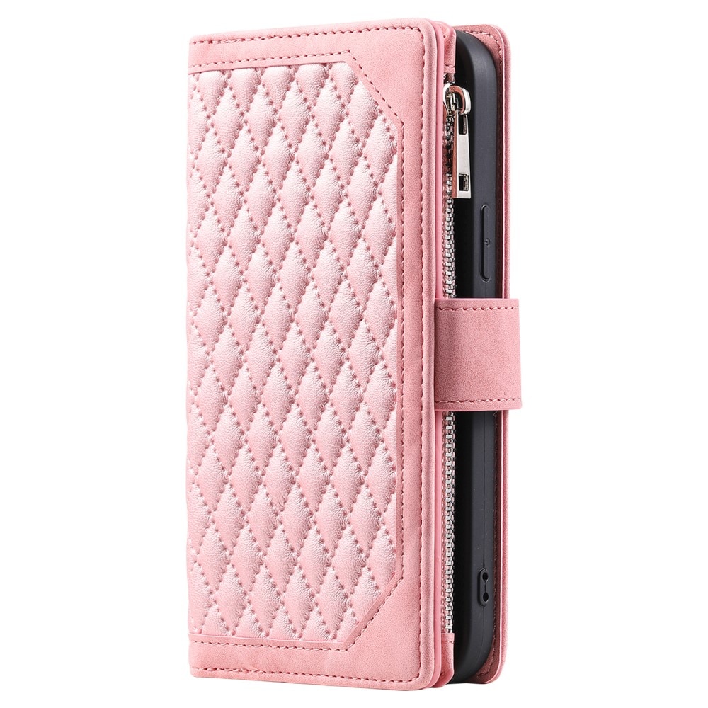 Lommebokveske iPhone 15 Quilted Rosa