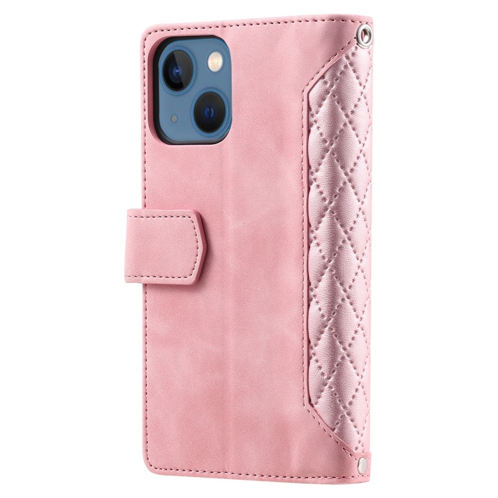 Lommebokveske iPhone 15 Quilted Rosa