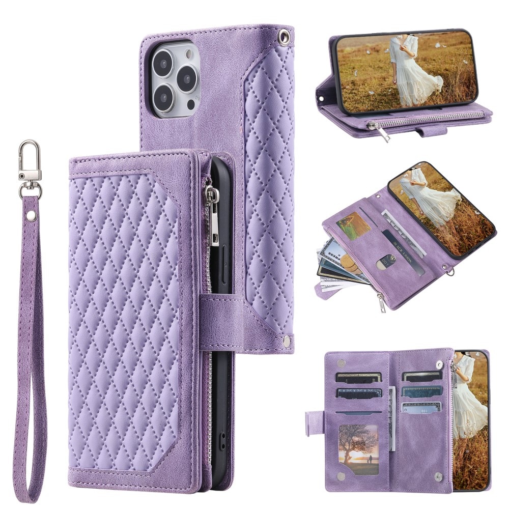 Lommebokveske iPhone 15 Pro Quilted Lilla