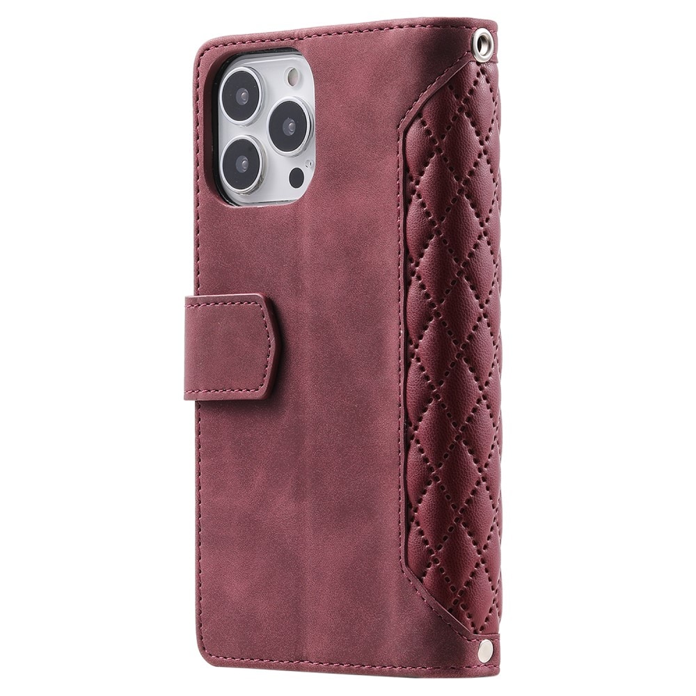 Lommebokveske iPhone 15 Pro Quilted Rød