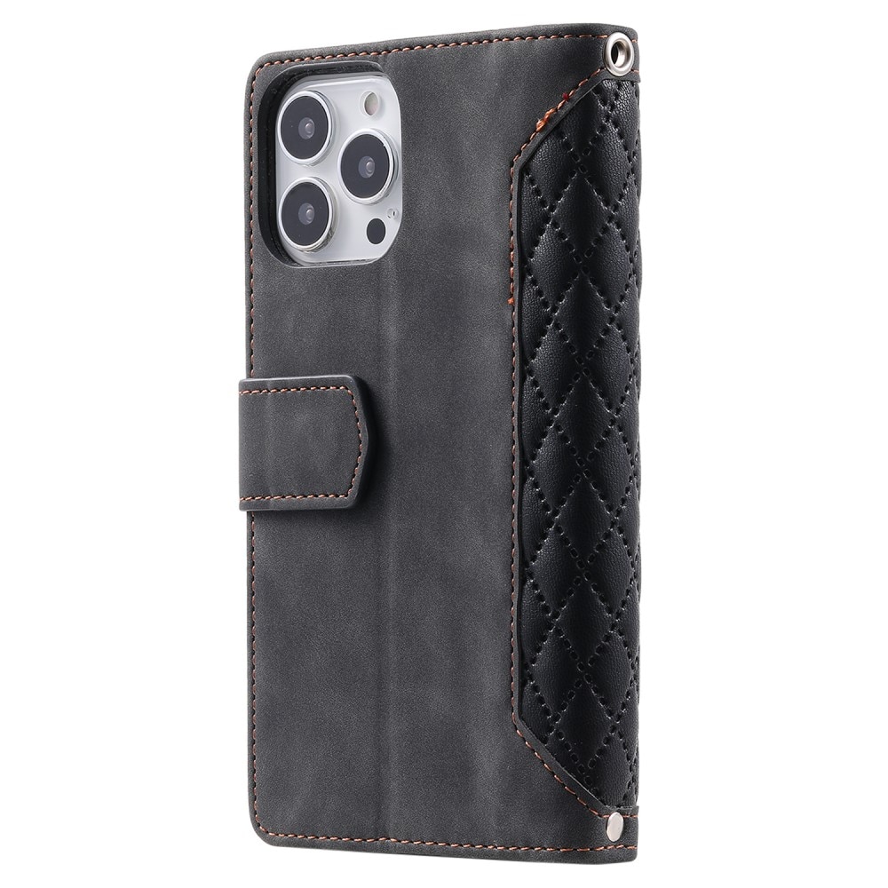 Lommebokveske iPhone 15 Pro Quilted Svart