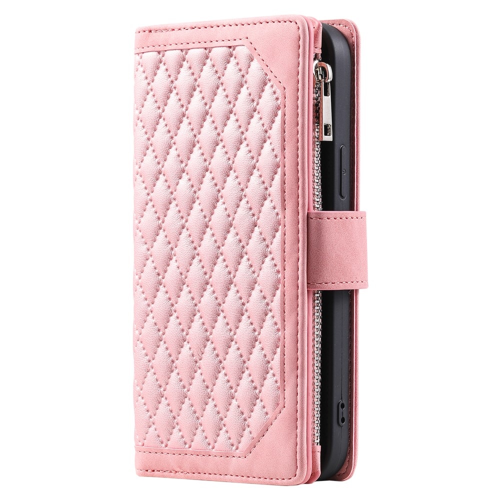 Lommebokveske iPhone 15 Pro Quilted Rosa