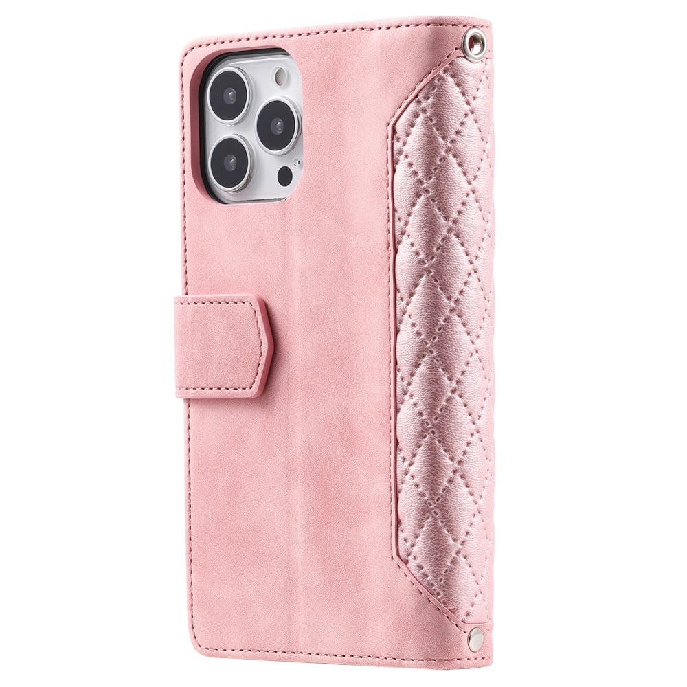 Lommebokveske iPhone 15 Pro Quilted Rosa