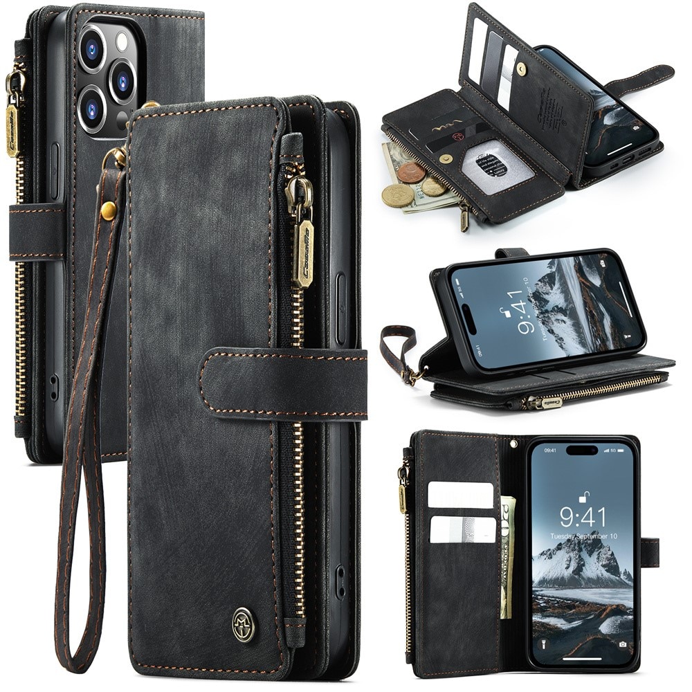 Zipper Wallet iPhone 15 Pro Max Svart