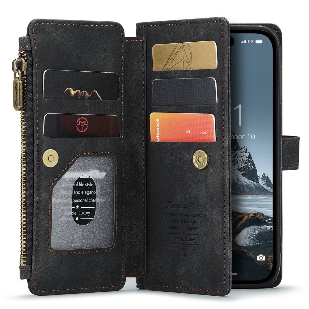 Zipper Wallet iPhone 16 Pro Svart