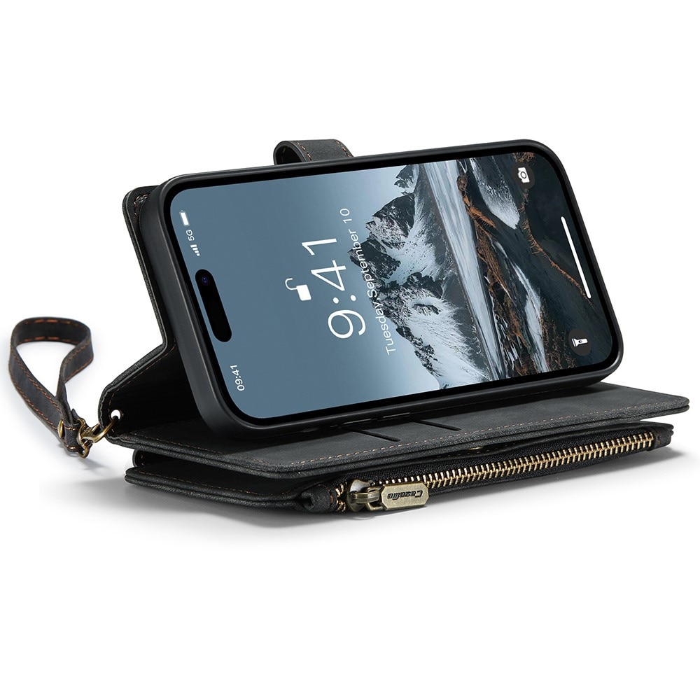 Zipper Wallet iPhone 15 Pro Svart