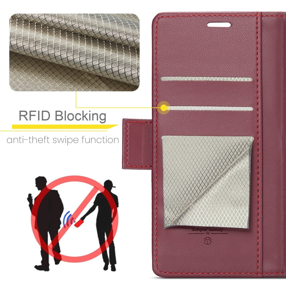 RFID blocking Slim Lommebokveske iPhone 15 Pro Rød