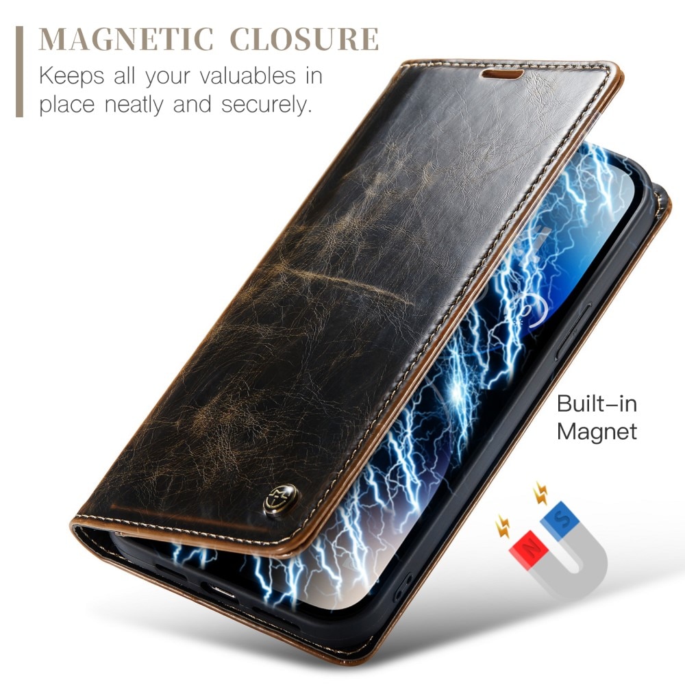 Leather Wallet iPhone 15 Pro Max brun