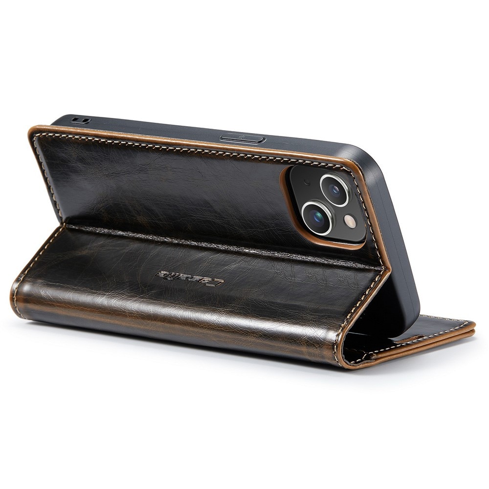 Leather Wallet iPhone 16 brun