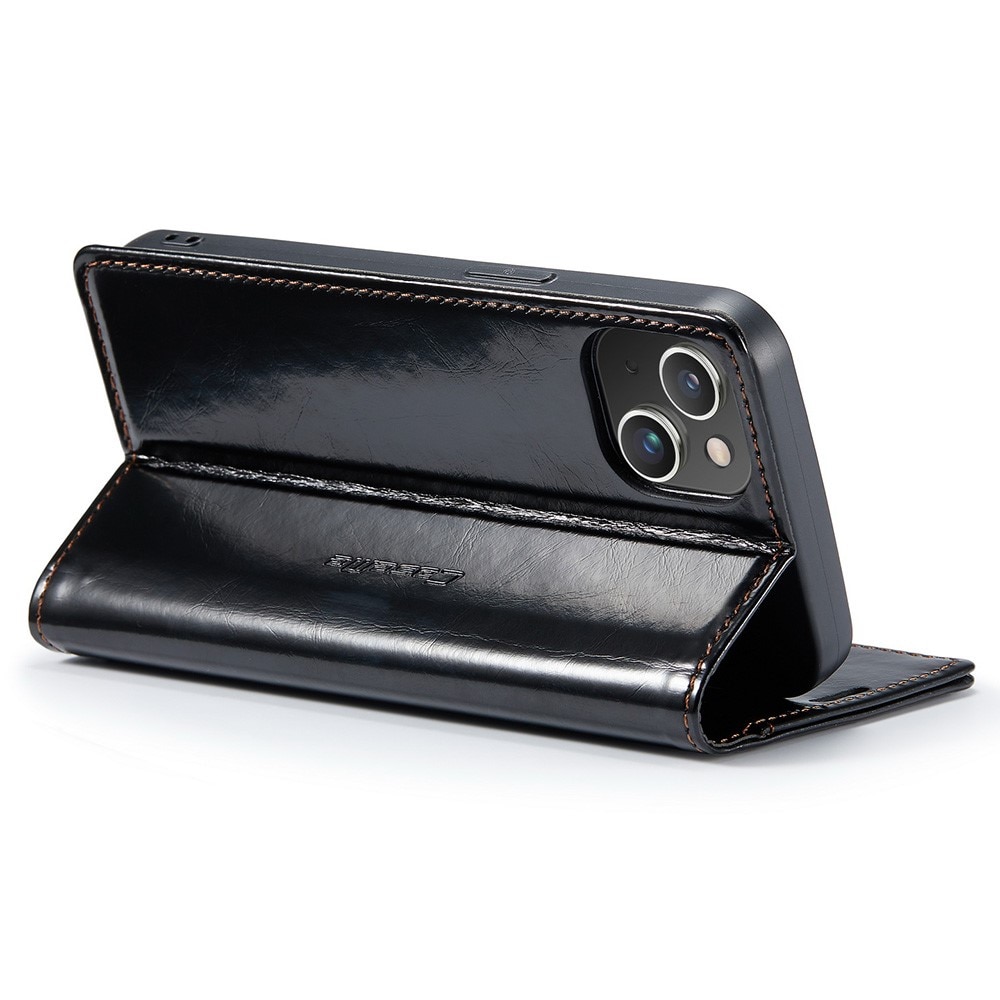 Leather Wallet iPhone 16 svart