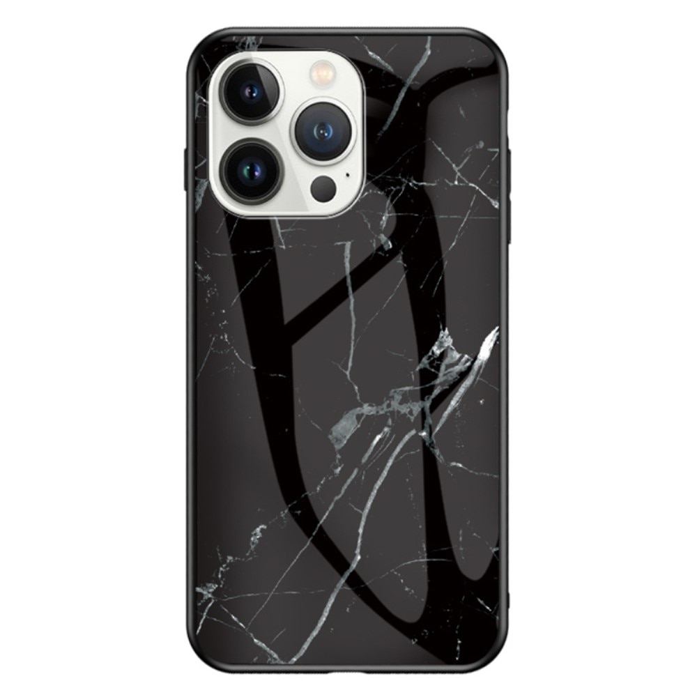 Herdet Glass Deksel iPhone 15 Pro svart marmor