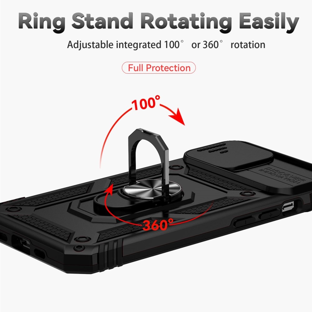 Hybriddeksel Ring + Kamerabeskyttelse iPhone 15 Svart