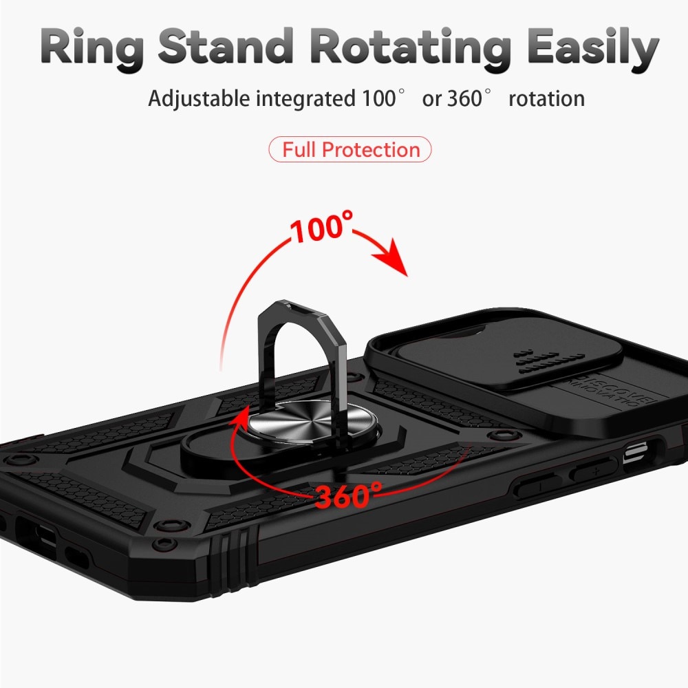 Hybriddeksel Ring + Kamerabeskyttelse iPhone 15 Pro Svart