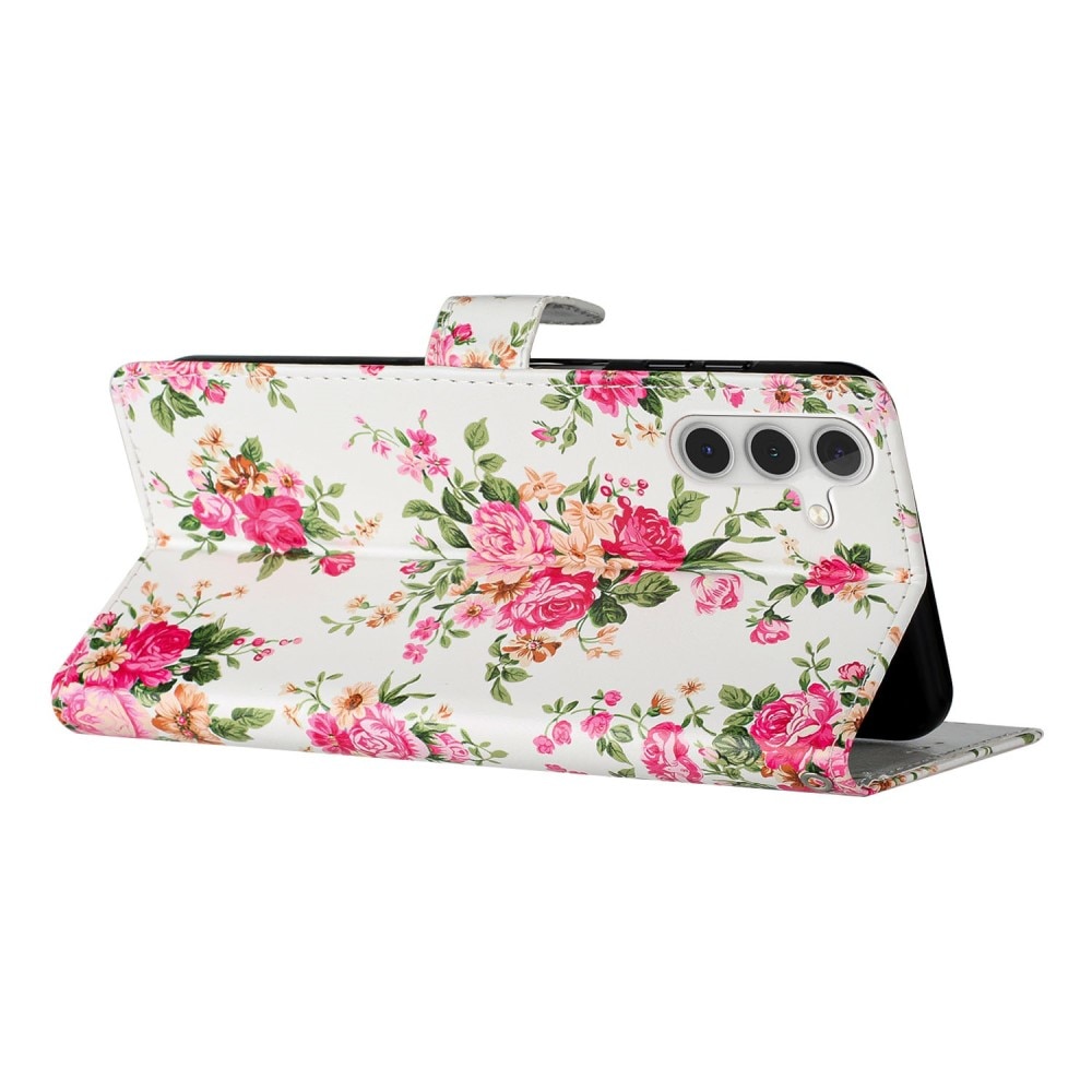 Mobilveske Samsung Galaxy A15 rosa blomster