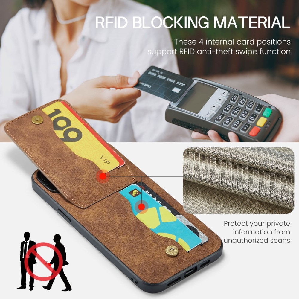 Multi-slot RFID blocking Deksel iPhone 15 Pro brun