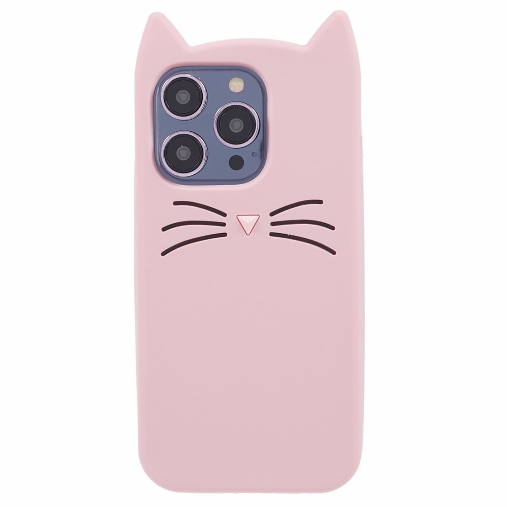 Deksel Silikon Katt iPhone 15 Pro rosa