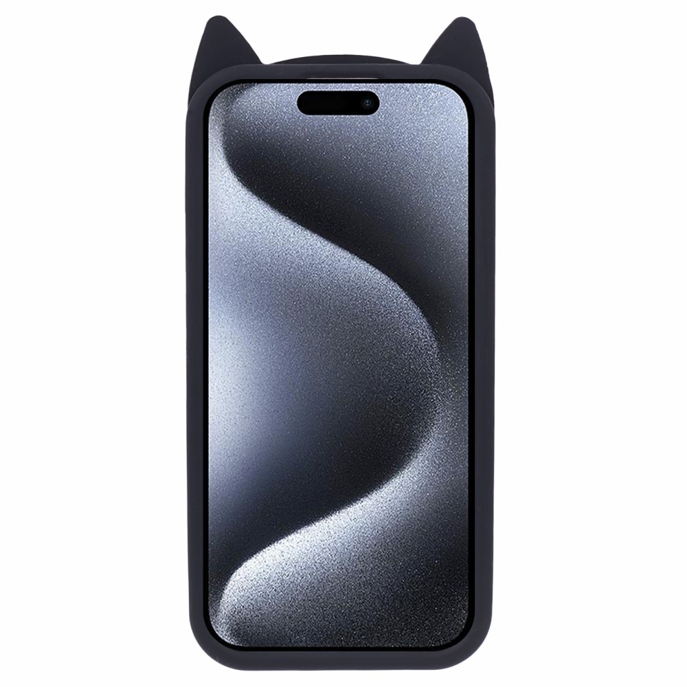 Deksel Silikon Katt iPhone 15 Pro Max svart