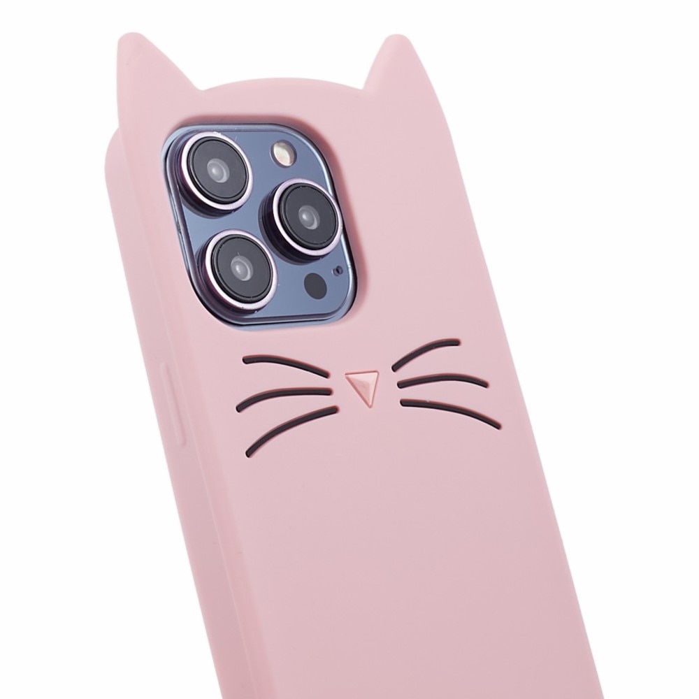 Deksel Silikon Katt iPhone 15 Pro Max rosa