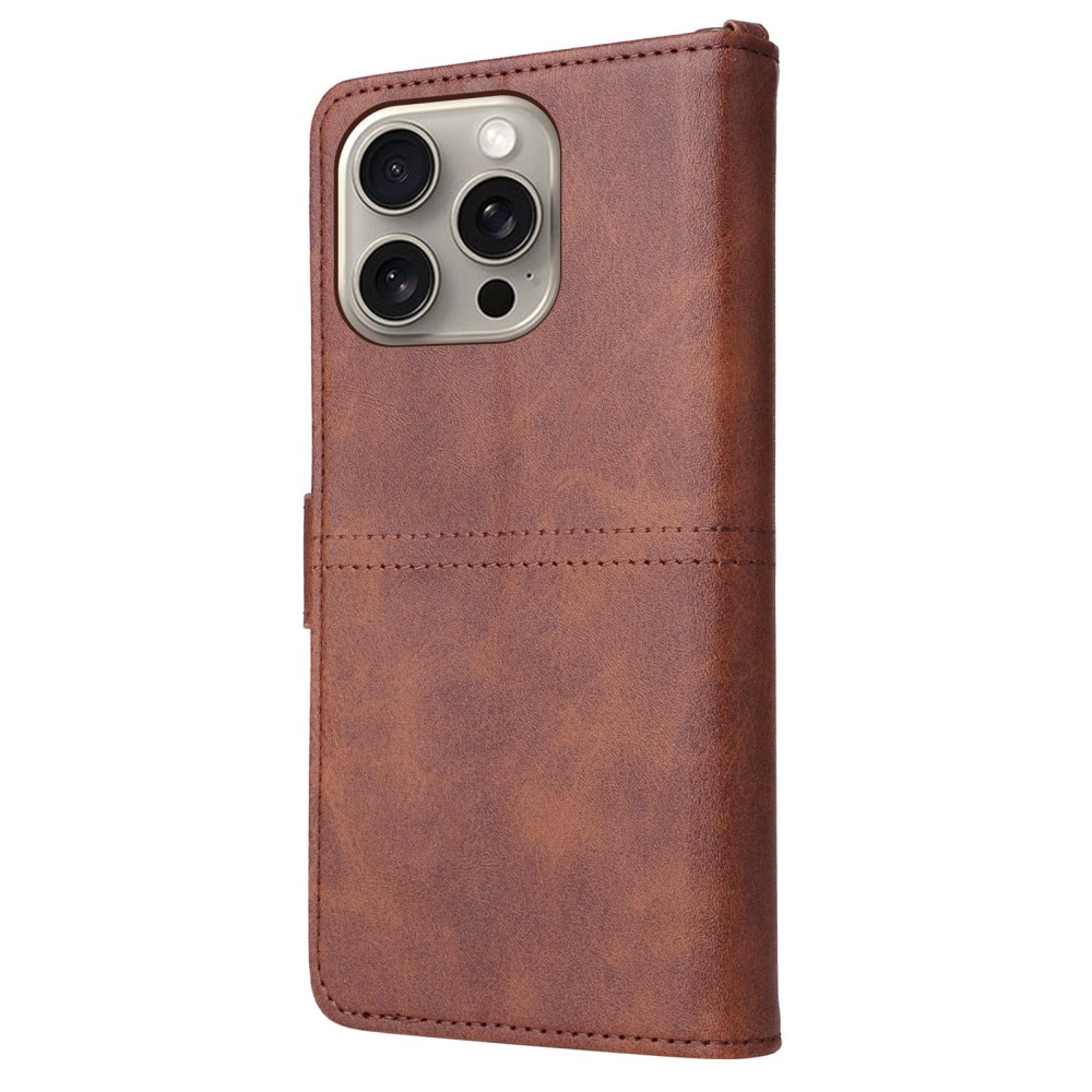 Magnet Leather Wallet iPhone 15 Pro Max brun