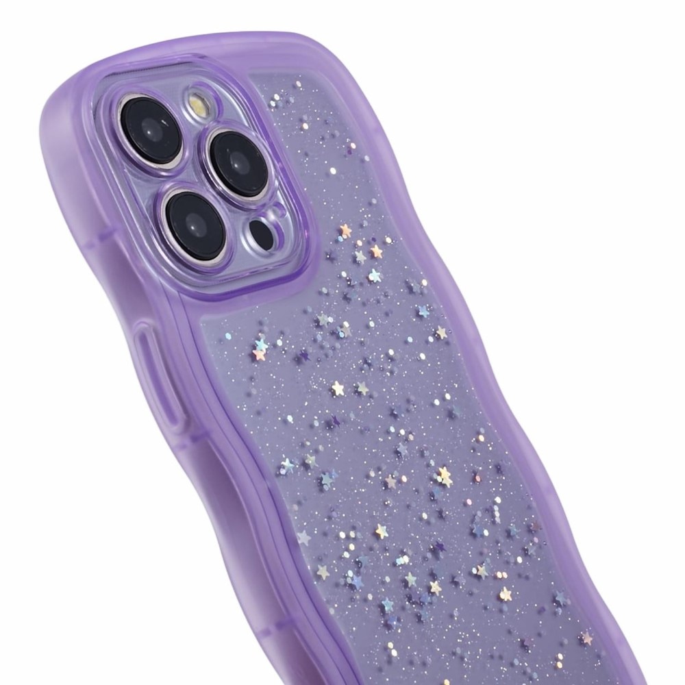 Wavy Edge Glitter Deksel iPhone 15 Pro Max lilla