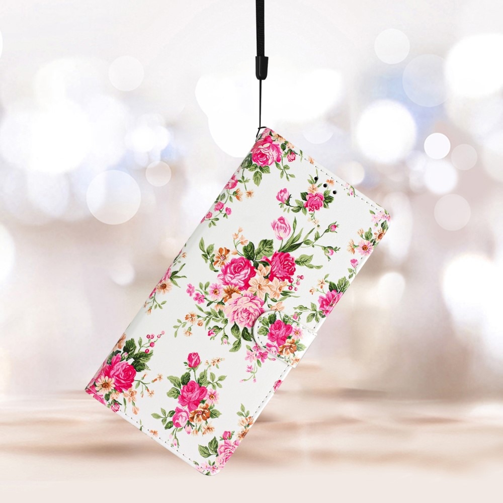 Mobilveske Samsung Galaxy A55 rosa blomster