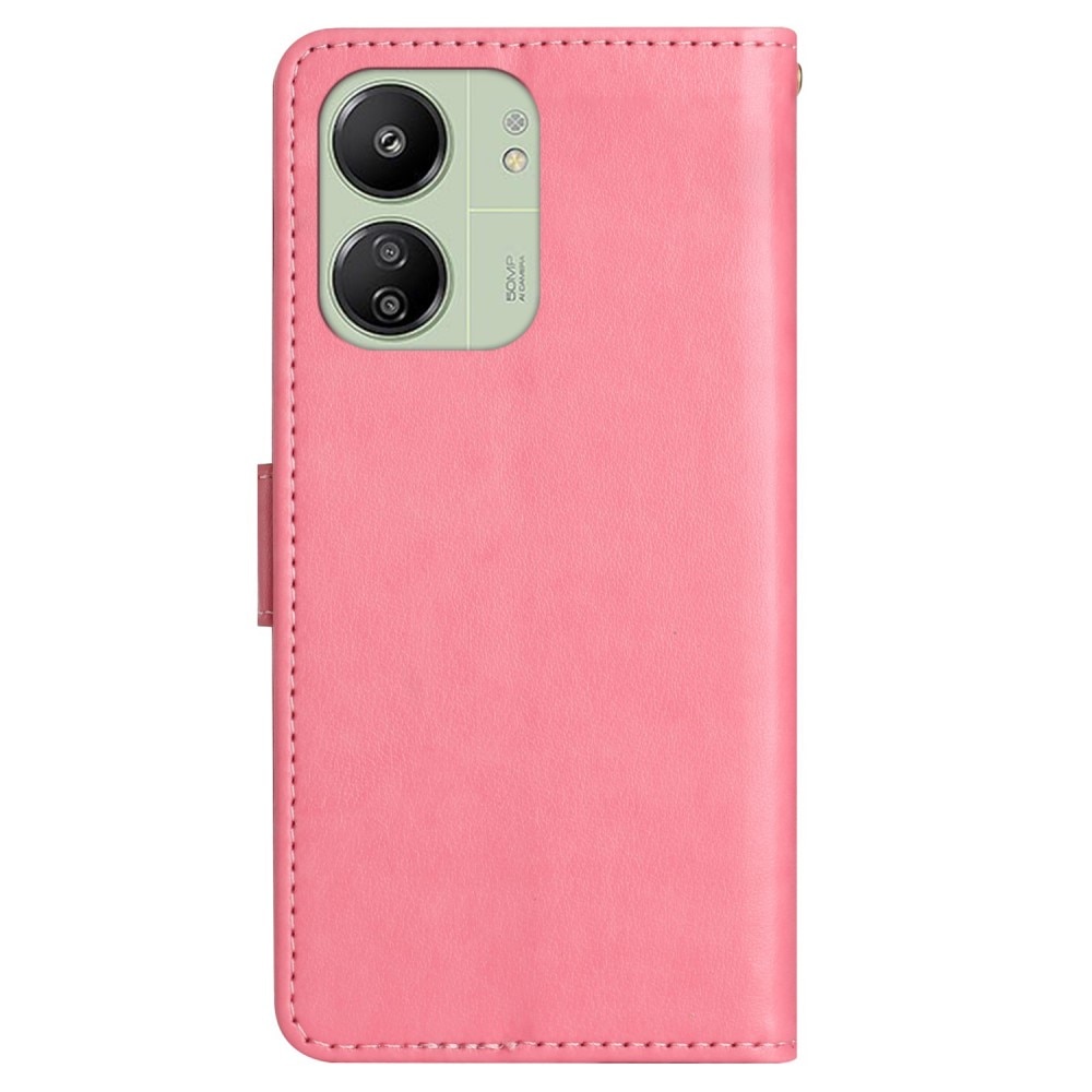 Lærveske Sommerfugler Xiaomi Redmi 13C rosa