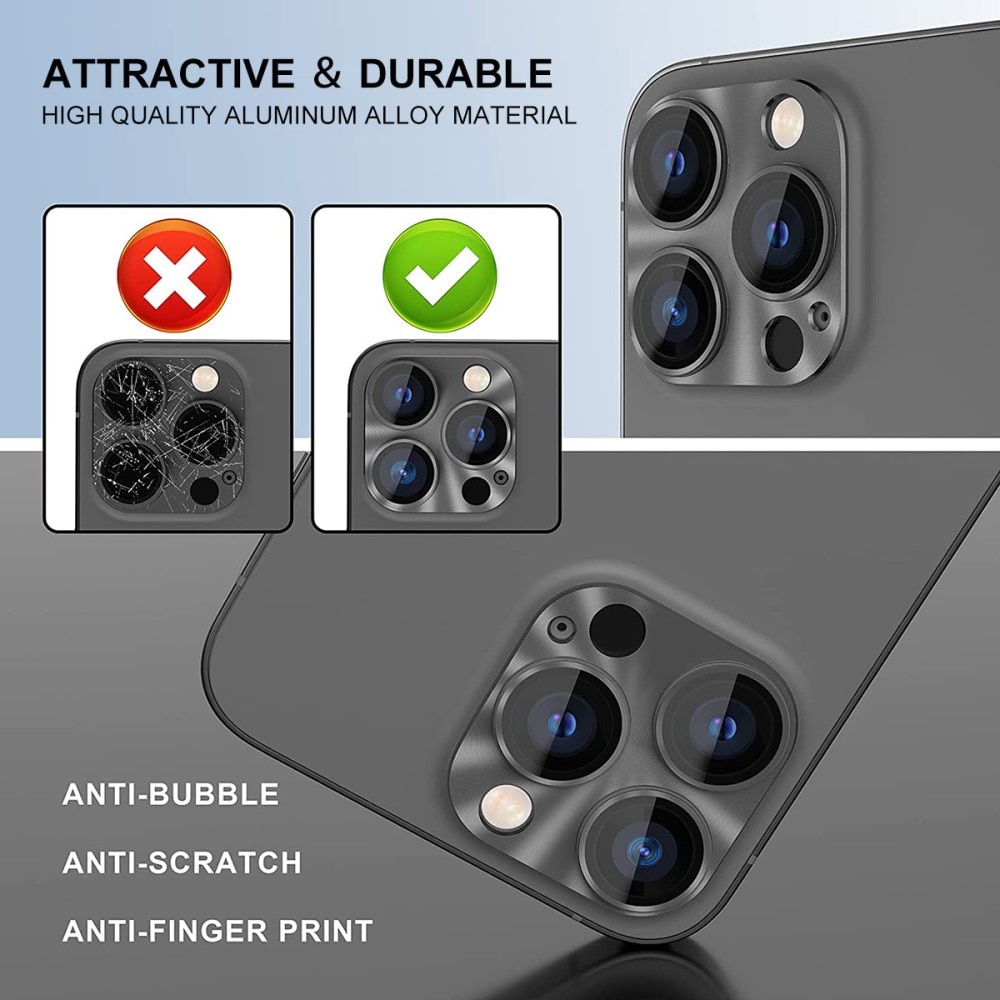 Kamerabeskyttelse Aluminium+Herdet Glass iPhone 14 Pro gull