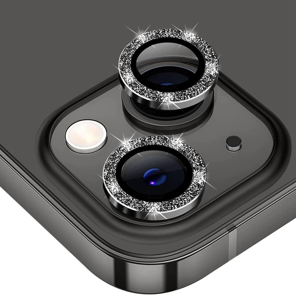 Glitter Linsebeskyttelse  Aluminium iPhone 14 svart
