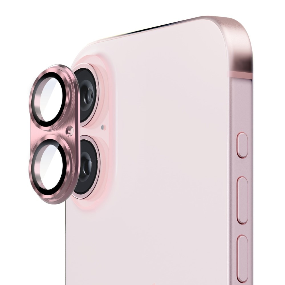 Kamerabeskyttelse Aluminium+Herdet Glass iPhone 16 rosa