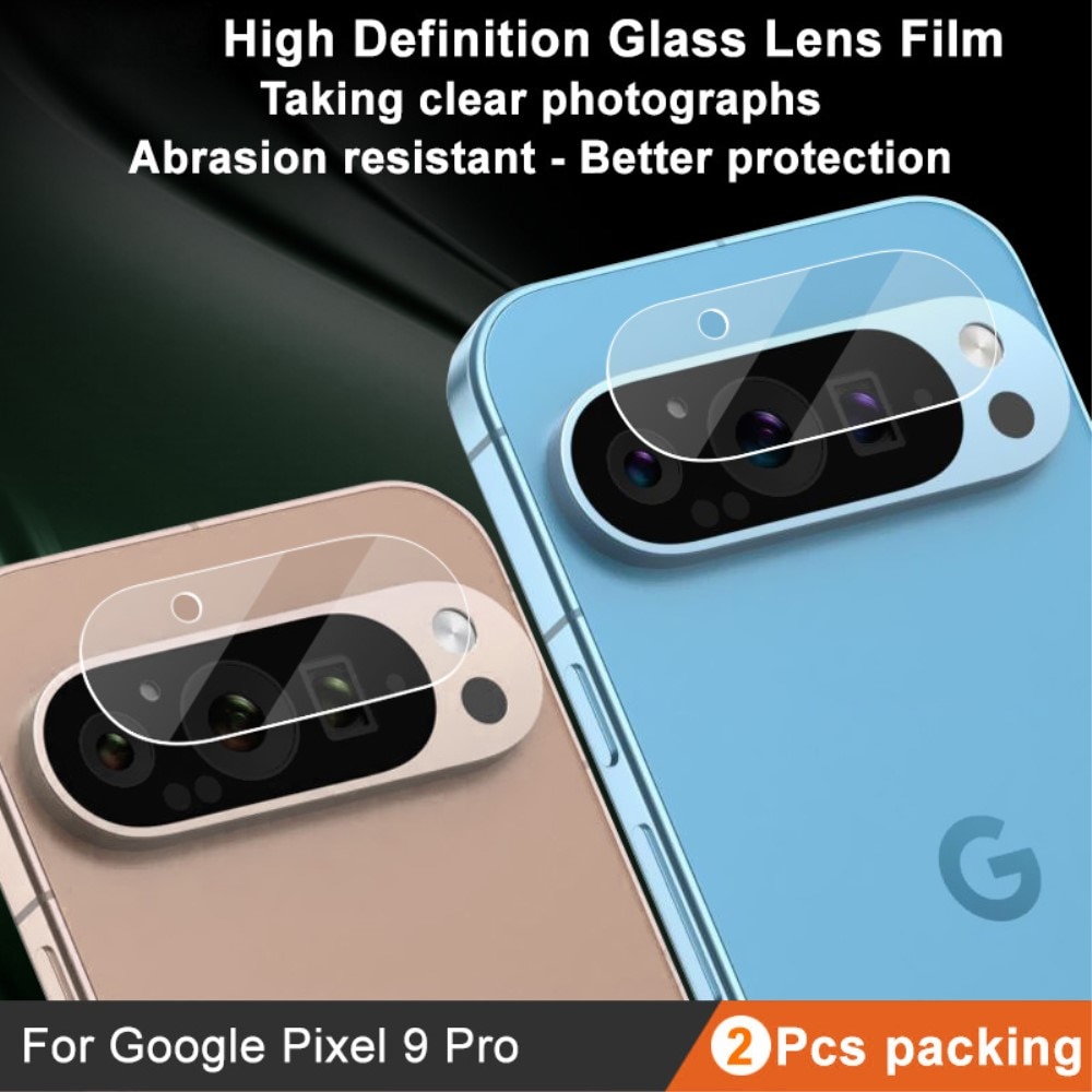 2-pack Herdet Glass Linsebeskyttelse Google Pixel 9 Pro gjennomsiktig