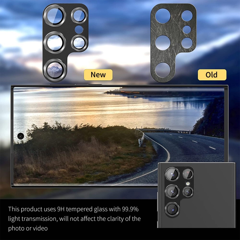 Kamerabeskyttelse Aluminium+Herdet Glass Samsung Galaxy S25 Ultra svart
