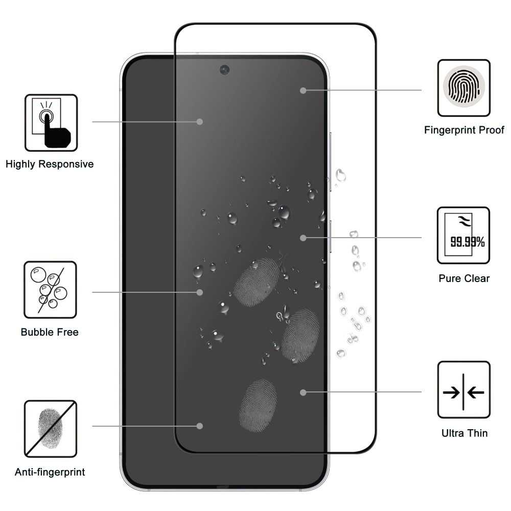 Heldekkende Skjermbeskytter Herdet Glass Samsung Galaxy S25 Edge svart