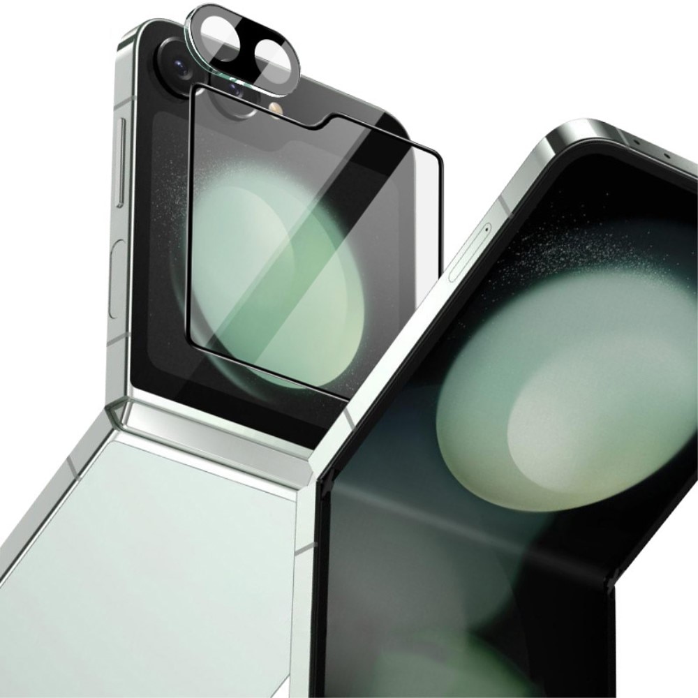 Herdet Glass Linsebeskyttelse + Skjermbeskytter Samsung Galaxy Z Flip 6 svart