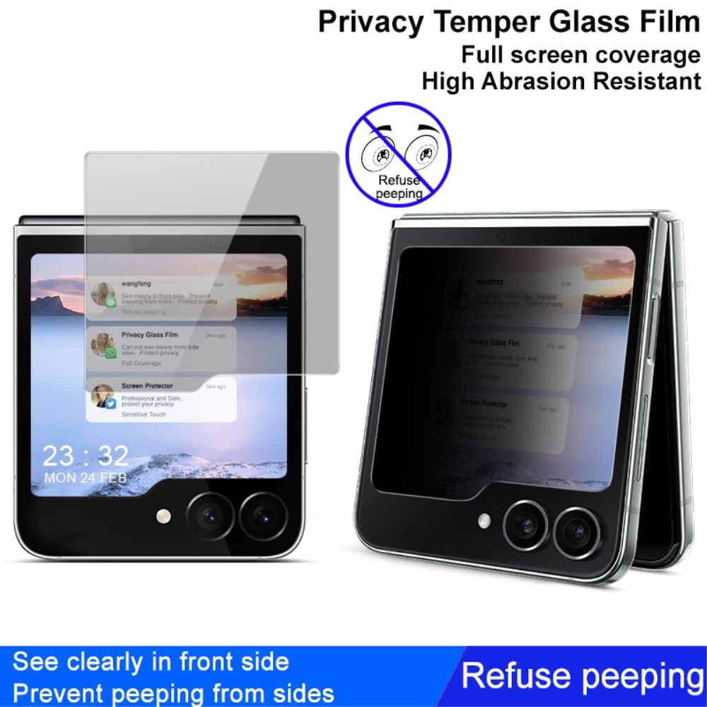 Privacy Herdet Glass Ytterskjermbeskytter Samsung Galaxy Z Flip 6