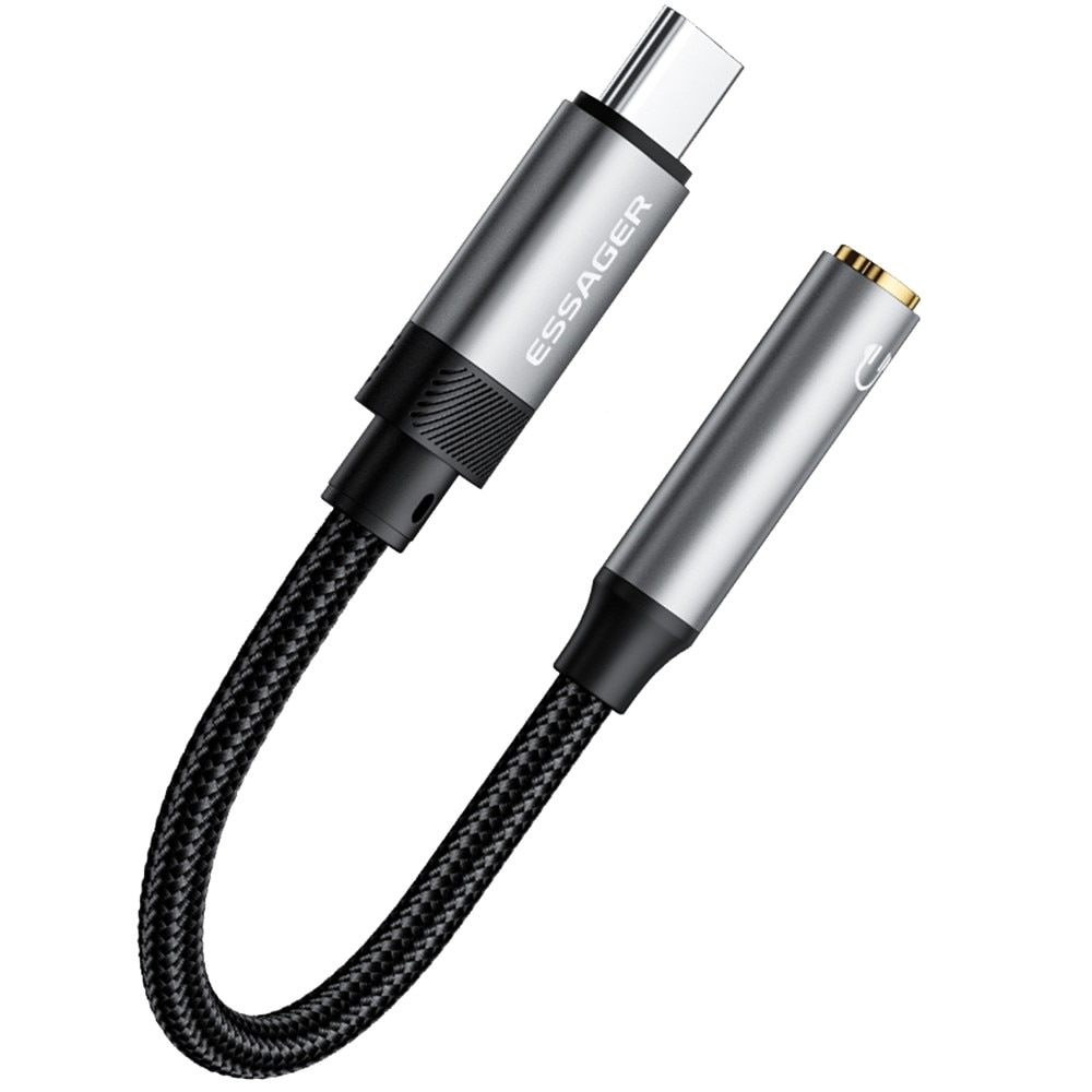 Hodetelefonadapter USB-C til 3,5mm DAC svart