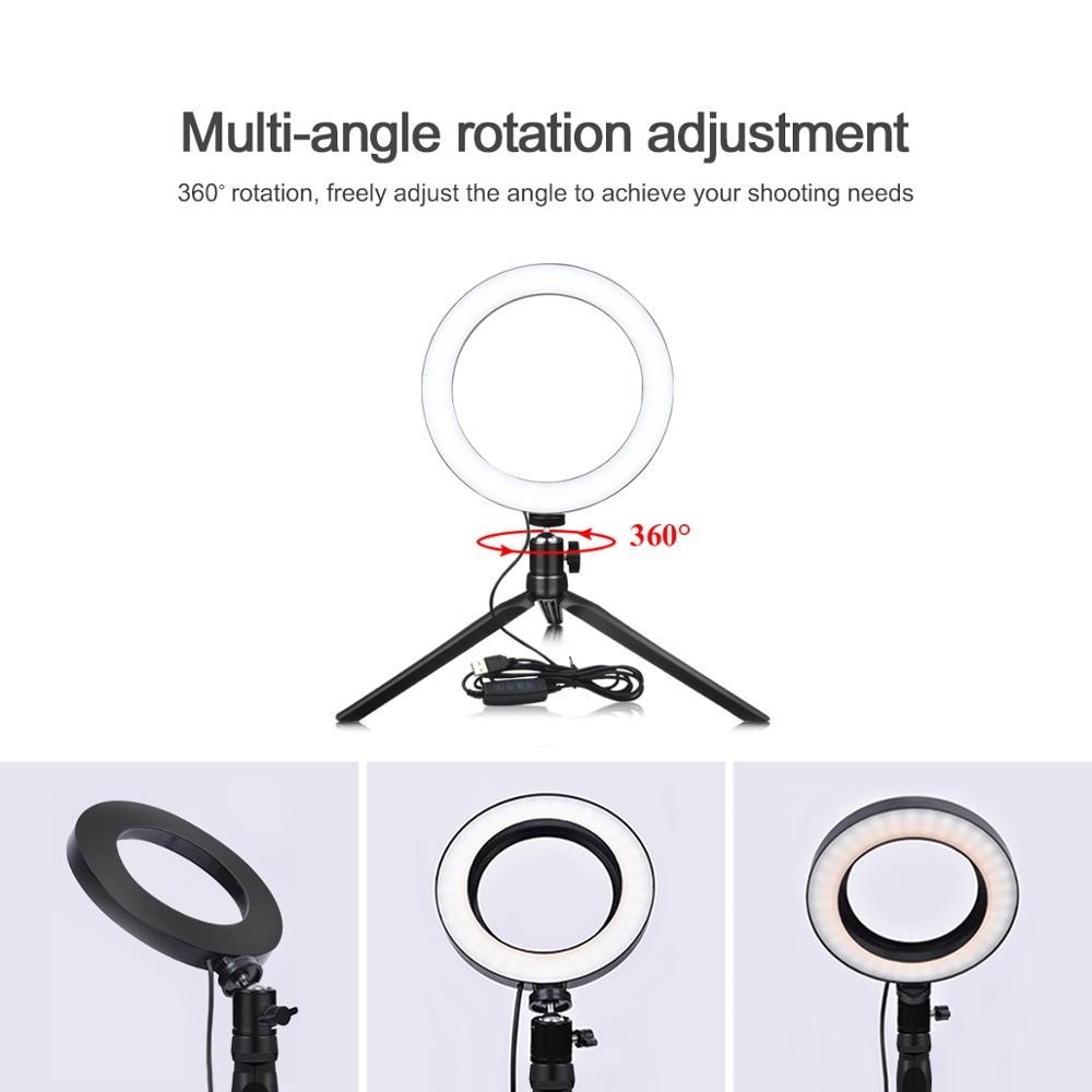 LED Ring Light med stativ svart