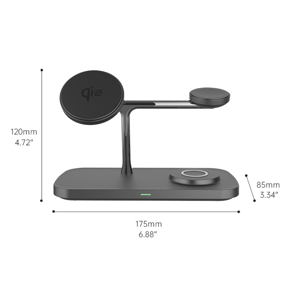 Samsung Galaxy S25 3-i-1 Qi2 Magnetisk Trådløs Ladebase svart